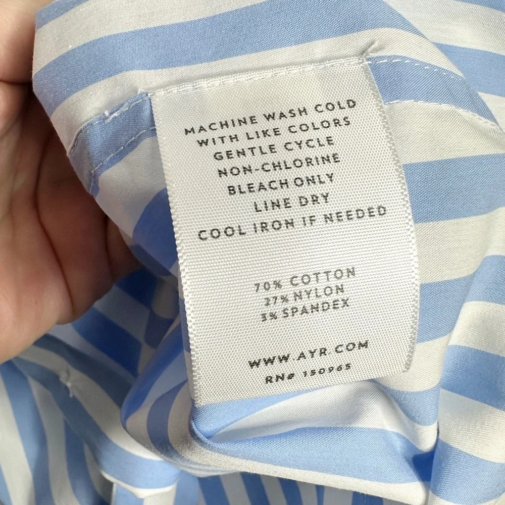 NWOT AYR The Deep End Button Down Shirt Large Blue/White Stripes - Picture 11 of 16